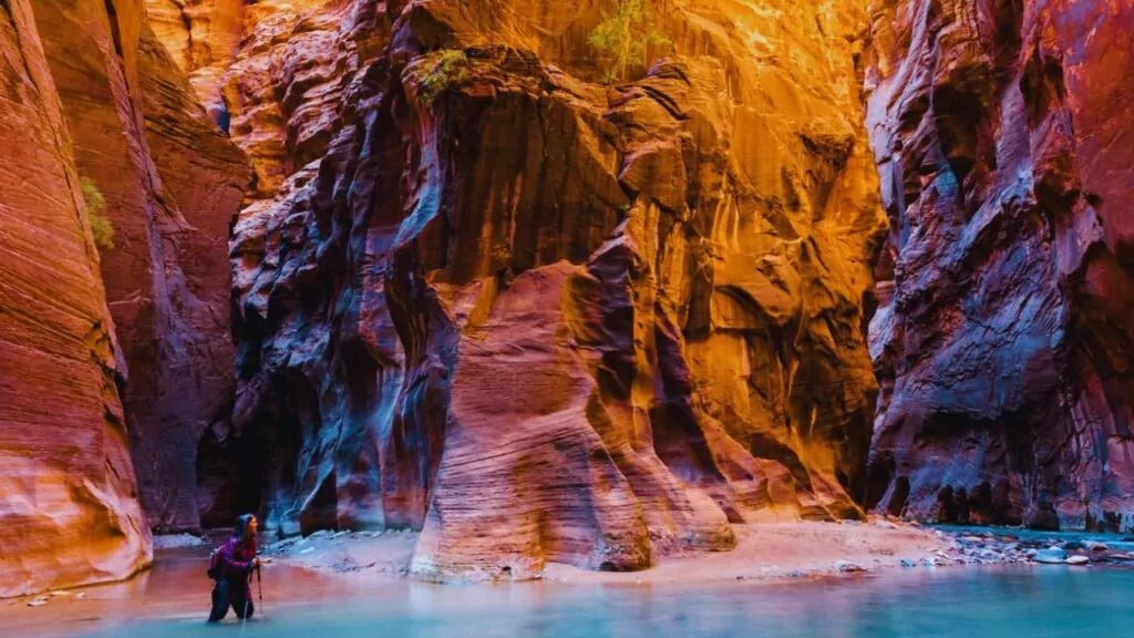 Zion Narrows water hike along Virgin River