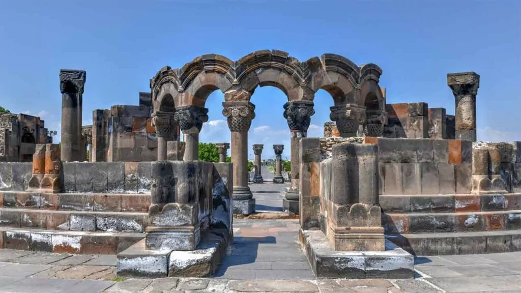 ruins of Zvartnots Cathedral, a stunning example of 7th-century Armenian architecture